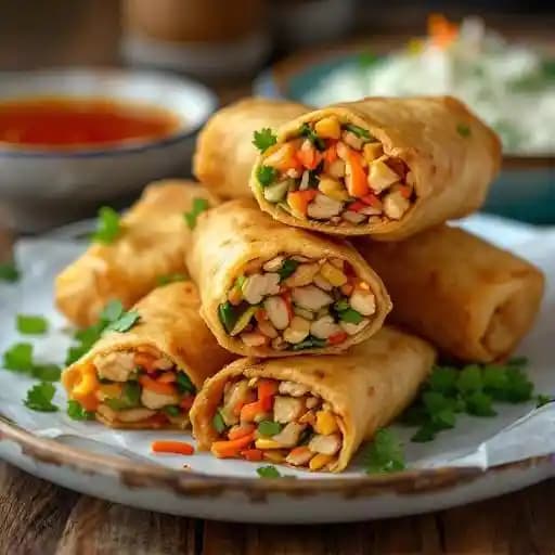 Chicken Egg Rolls recipe served on a plate, by Good Eatins Chicken Egg Rolls recipe served on a plate, by Good Eatins