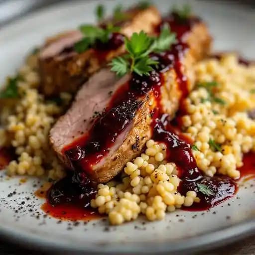 Roasted Duck Breast recipe served on a plate, by YaYa's Euro Bistro Roasted Duck Breast recipe served on a plate, by YaYa's Euro Bistro