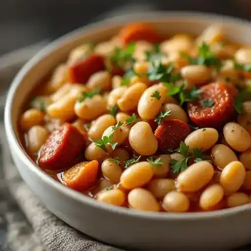 White Bean Cassoulet recipe served on a plate, by Q39 South White Bean Cassoulet recipe served on a plate, by Q39 South