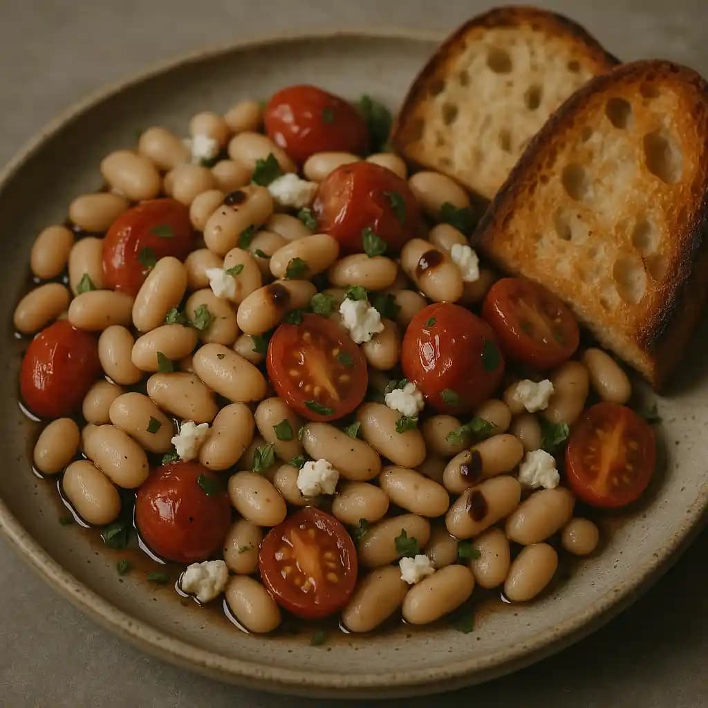 Tuscan White Bean Salad recipe served on a plate, by Houlihan's Tuscan White Bean Salad recipe served on a plate, by Houlihan's