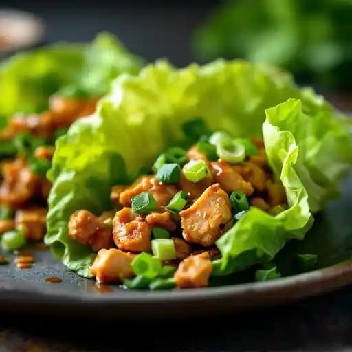 Chicken Lettuce Wraps recipe served on a plate, by Houlihan's Chicken Lettuce Wraps recipe served on a plate, by Houlihan's