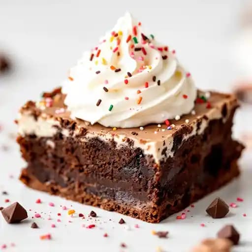 Hot Cocoa Brownie recipe served on a plate, by Guy Fieri's Smokehouse Hot Cocoa Brownie recipe served on a plate, by Guy Fieri's Smokehouse