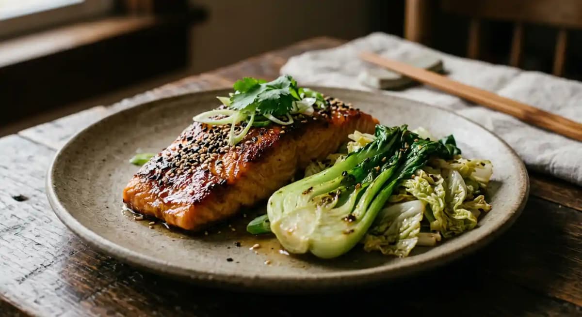 Maple Miso Salmon recipe served on a plate, by Brookstreet Hotel Maple Miso Salmon recipe served on a plate, by Brookstreet Hotel