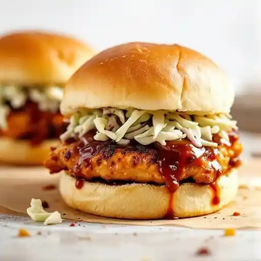 BBQ Chicken Sliders recipe served on a plate, by Creole Lunch House BBQ Chicken Sliders recipe served on a plate, by Creole Lunch House