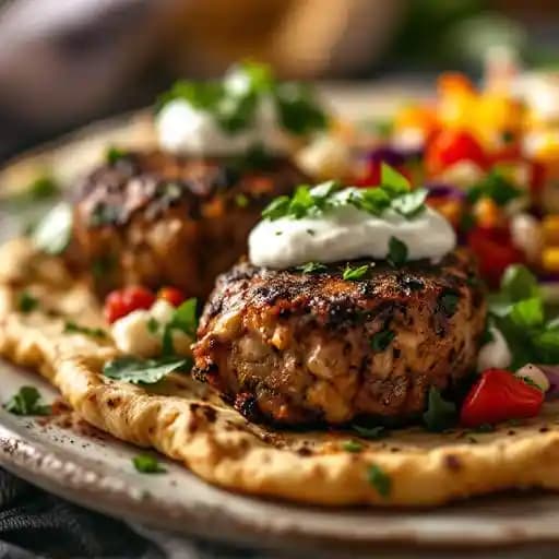 CHICKEN KEBAB & LAMB KOFTA recipe served on a plate, by Royal Chicken & Kabab CHICKEN KEBAB & LAMB KOFTA recipe served on a plate, by Royal Chicken & Kabab