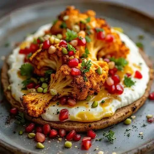 Harissa Roasted Cauliflower recipe served on a plate, by Ammoora Harissa Roasted Cauliflower recipe served on a plate, by Ammoora