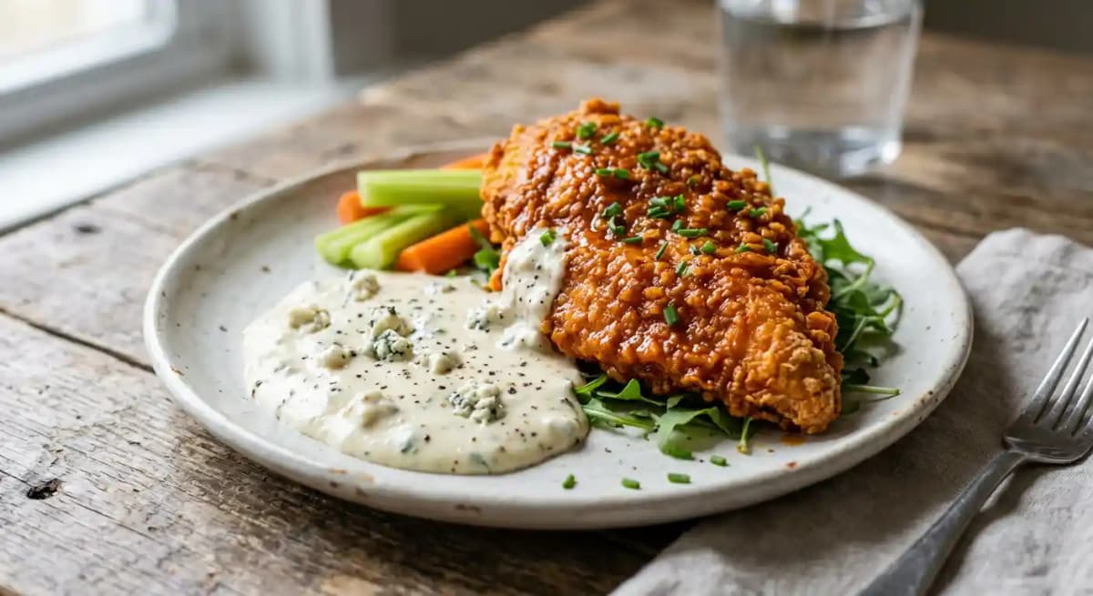 Crispy Buffalo Chicken Breast with Creamy Gorgonzola