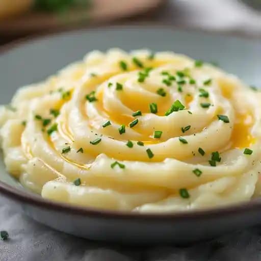 Pommes Purée recipe served on a plate, by Bistro du Midi Pommes Purée recipe served on a plate, by Bistro du Midi