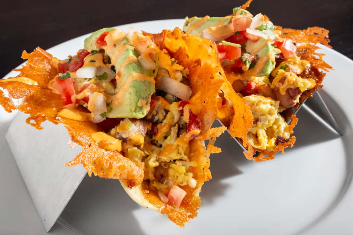 Breakfast Vampire Tacos recipe served on a plate, by Smokin Fins Breakfast Vampire Tacos recipe served on a plate, by Smokin Fins