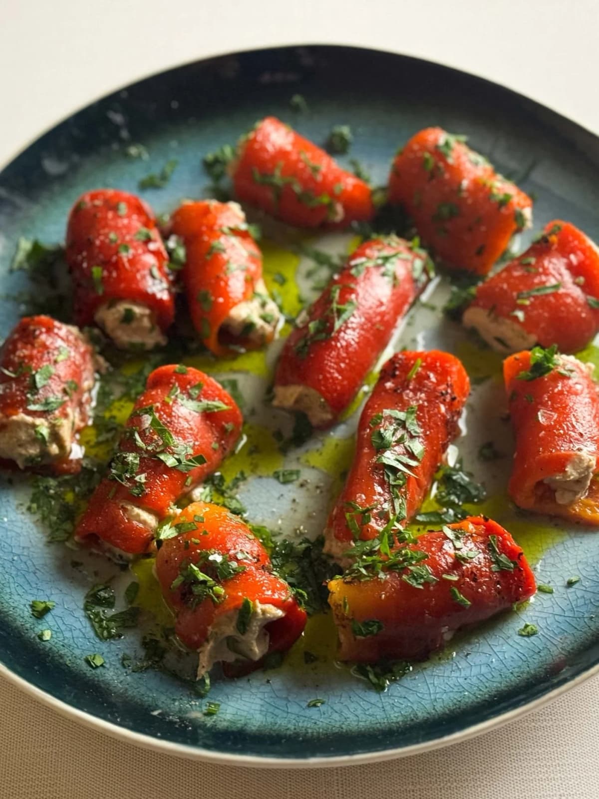 STUFFED PIQUILLO PEPPER recipe served on a plate, by Bodega Bar STUFFED PIQUILLO PEPPER recipe served on a plate, by Bodega Bar