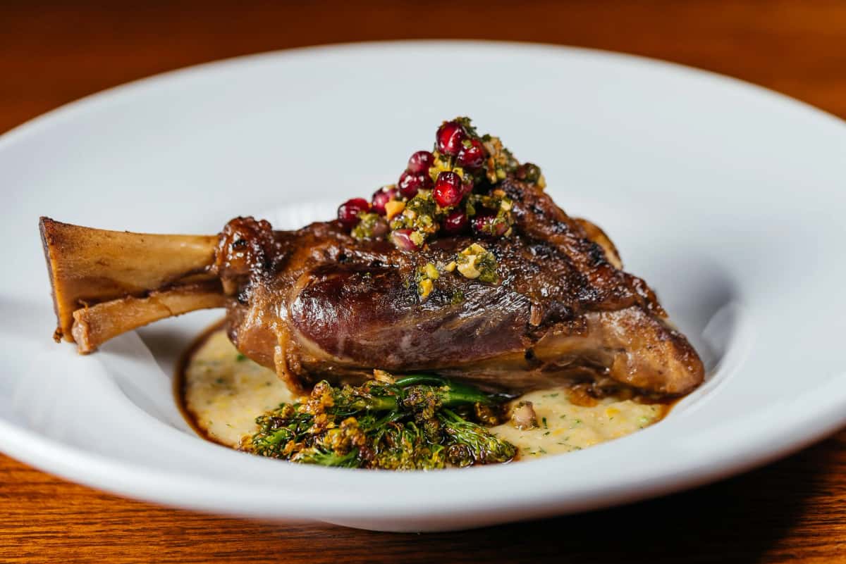 Braised Lamb recipe served on a plate, by Alba Restaurant Braised Lamb recipe served on a plate, by Alba Restaurant