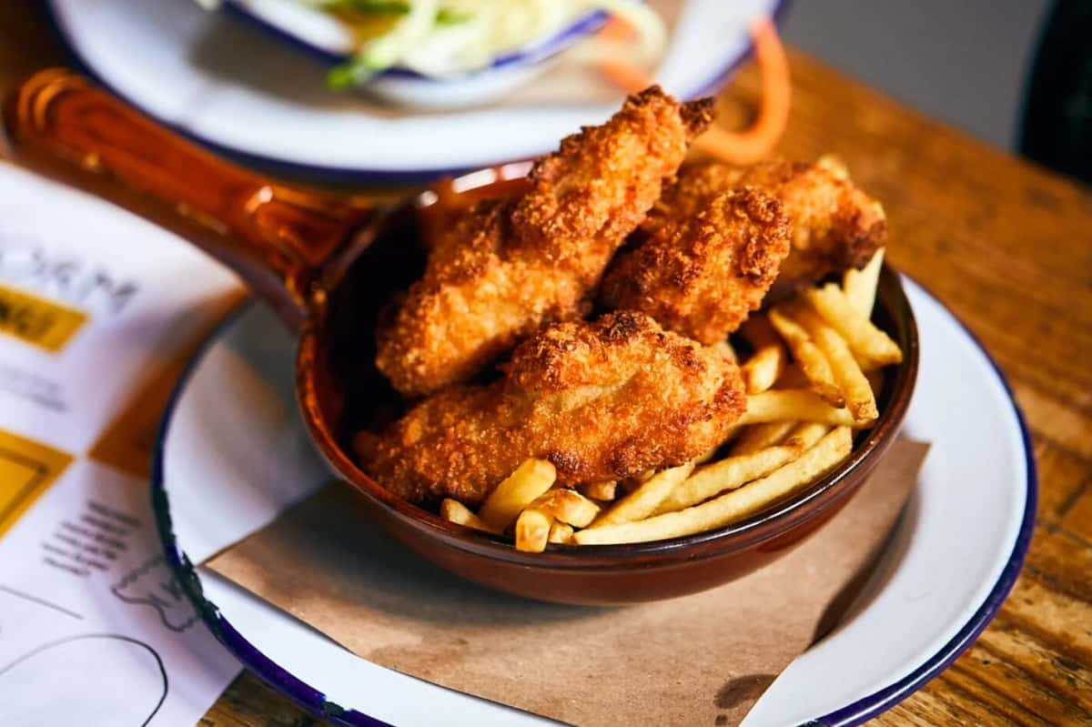 Platform Kids Goujon recipe served on a plate, by The Martello Bar Platform Kids Goujon recipe served on a plate, by The Martello Bar