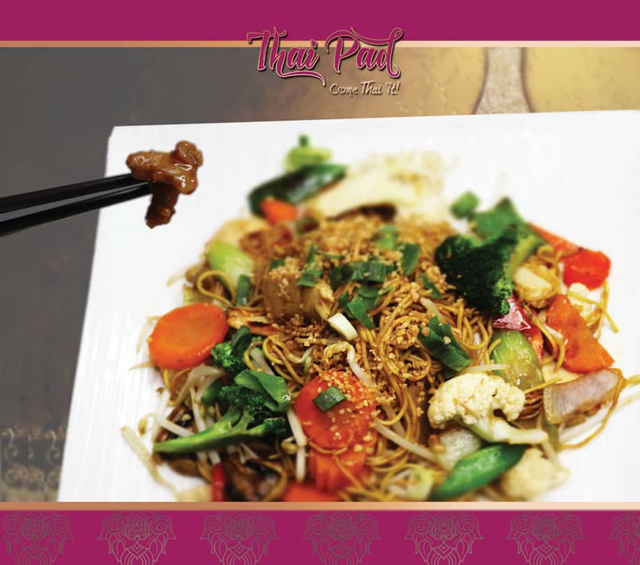 Stir Fry Noodle recipe served on a plate, by Thai Pad Stir Fry Noodle recipe served on a plate, by Thai Pad