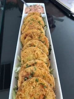 Fried Green Tomatoes recipe served on a plate, by Cafe Rue Orleans - Cajun & Seafood Fried Green Tomatoes recipe served on a plate, by Cafe Rue Orleans - Cajun & Seafood