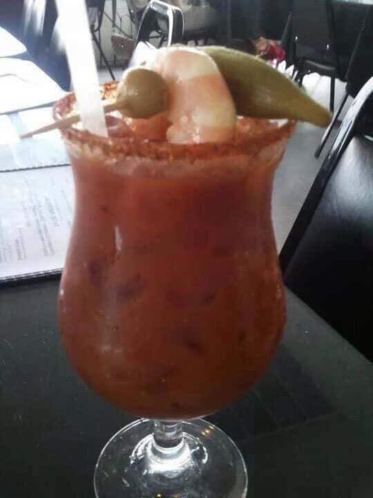 Bloody Mary recipe served in a glass, by Cafe Rue Orleans - Cajun & Seafood Bloody Mary recipe served in a glass, by Cafe Rue Orleans - Cajun & Seafood