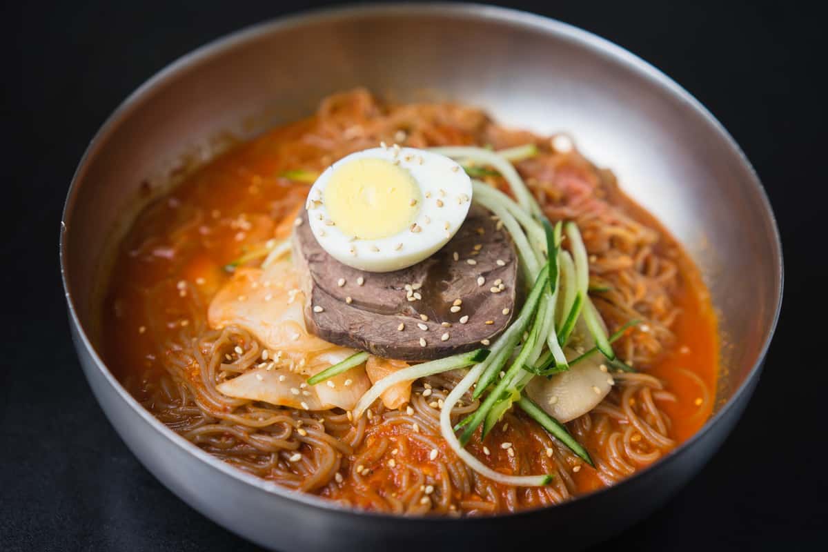 Cold Noodles recipe served on a plate, by Milpitas SGD Tofu House Cold Noodles recipe served on a plate, by Milpitas SGD Tofu House