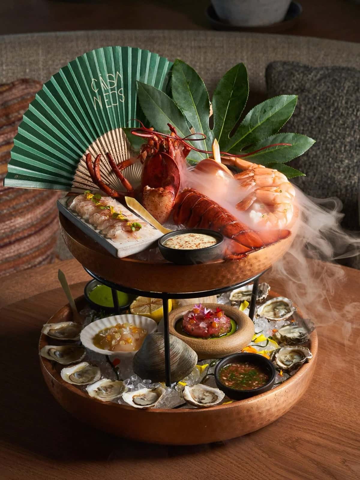 Seafood Tower & Smoke recipe served on a plate, by CASA NEOS Seafood Tower & Smoke recipe served on a plate, by CASA NEOS