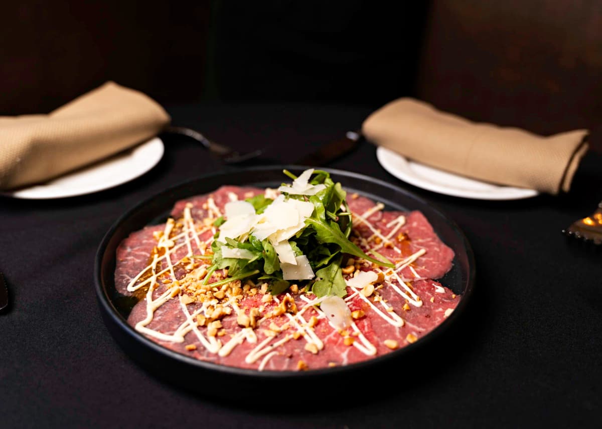 Prime Beef Carpaccio recipe served on a plate, by Citrone Italian Chophouse Prime Beef Carpaccio recipe served on a plate, by Citrone Italian Chophouse