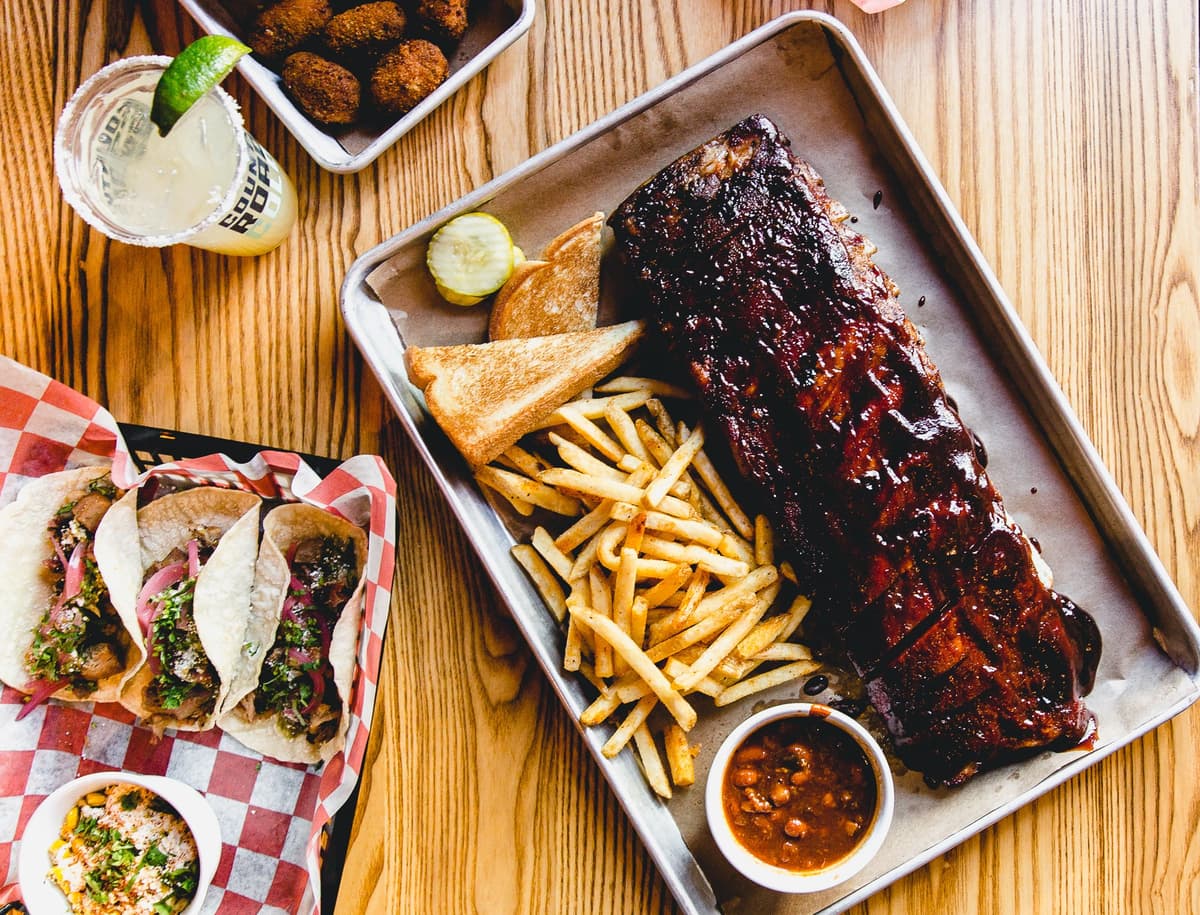 Ribs and Tacos recipe served on a plate, by County Road Ice House Ribs and Tacos recipe served on a plate, by County Road Ice House