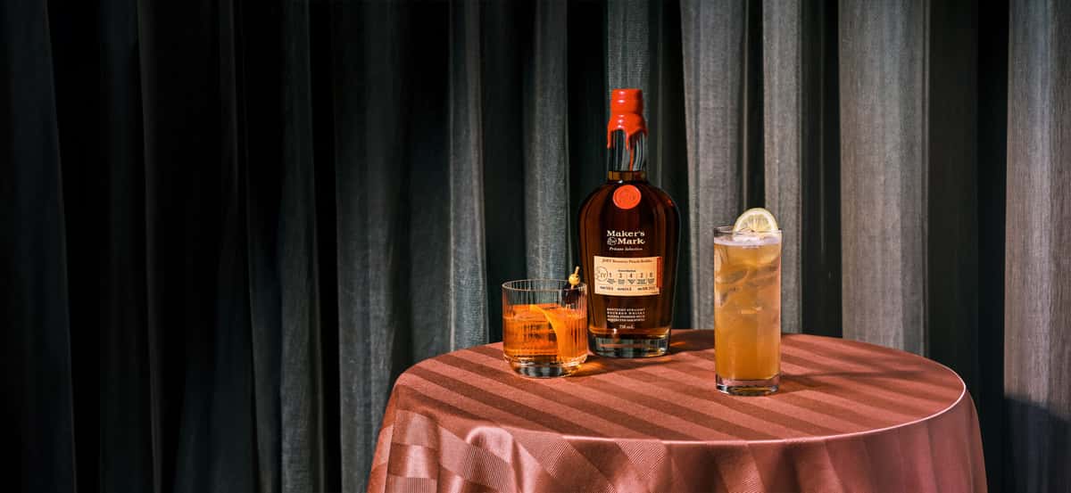 Peach Brulee Reserve Bourbon recipe served on a plate, by JOEY South Common Peach Brulee Reserve Bourbon recipe served on a plate, by JOEY South Common