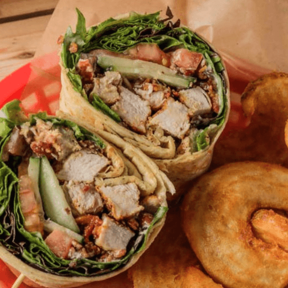Chicken Bacon Ranch Wrap recipe served on a plate, by Mandez's Seafood Bar & Grill Chicken Bacon Ranch Wrap recipe served on a plate, by Mandez's Seafood Bar & Grill