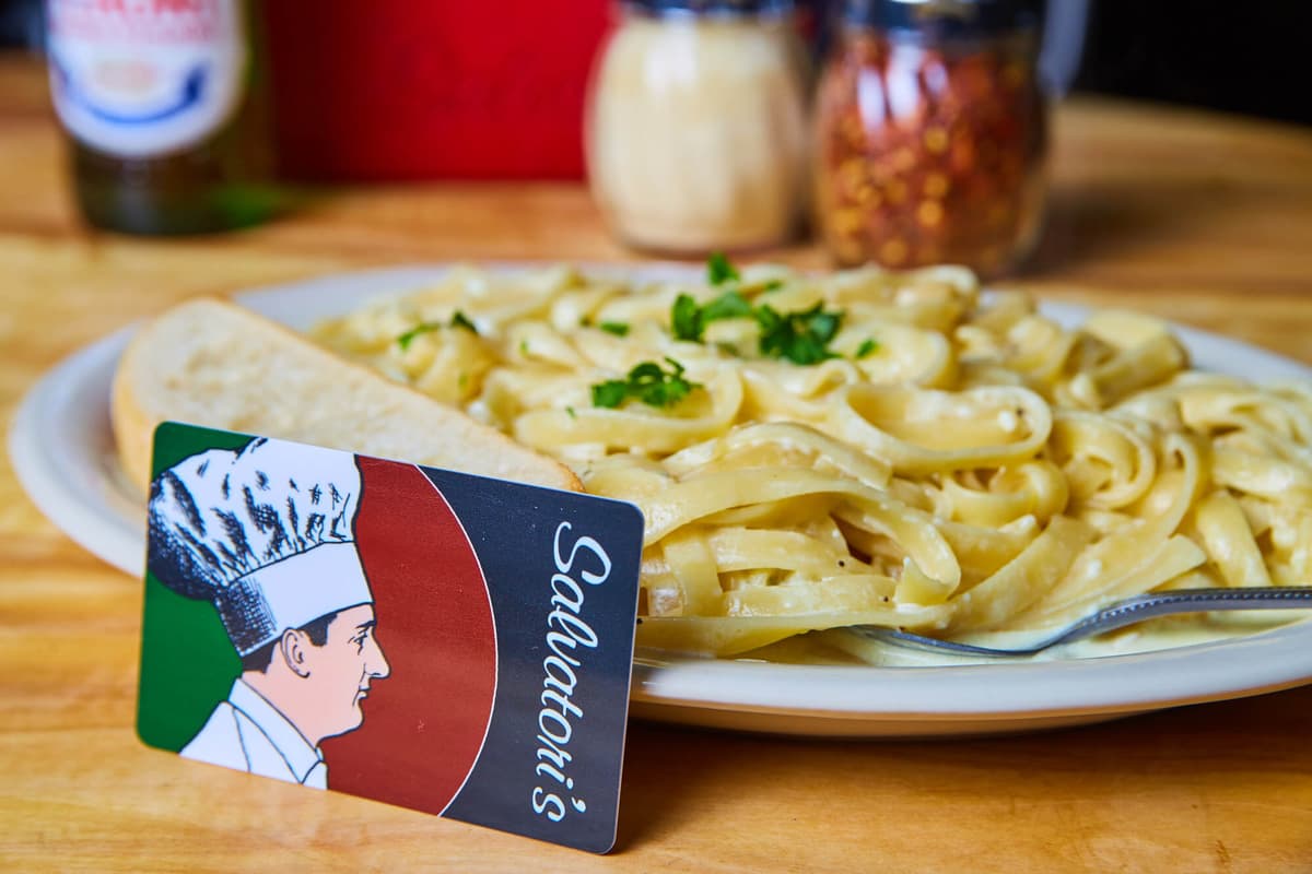 Fettuccine Alfredo recipe served on a plate, by Salvatori's Fort Wayne Southwest Fettuccine Alfredo recipe served on a plate, by Salvatori's Fort Wayne Southwest