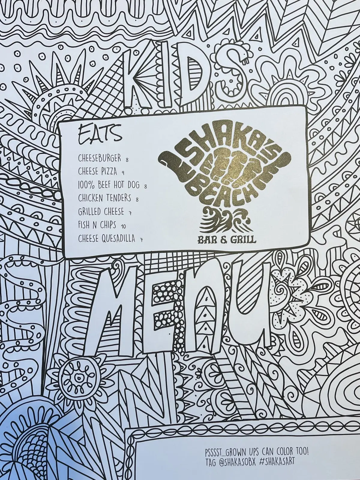 Kid's Menu Summer 2025