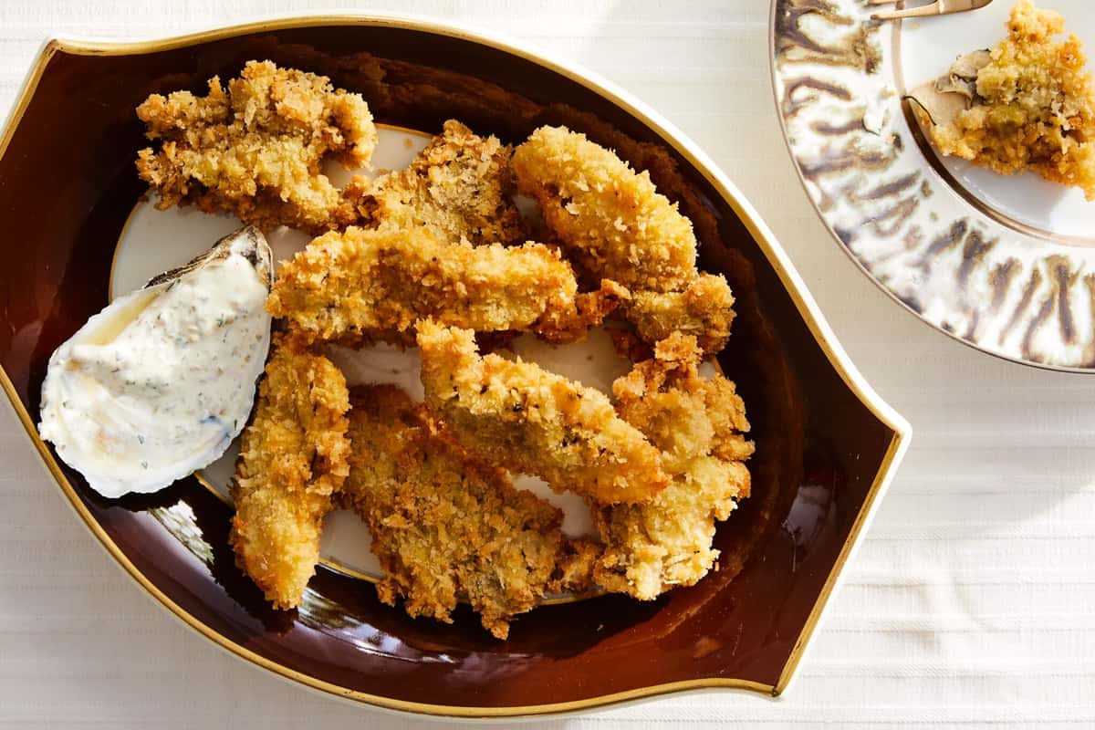 Crispy Fried Local Oysters recipe served on a plate, by Joe Fortes Crispy Fried Local Oysters recipe served on a plate, by Joe Fortes