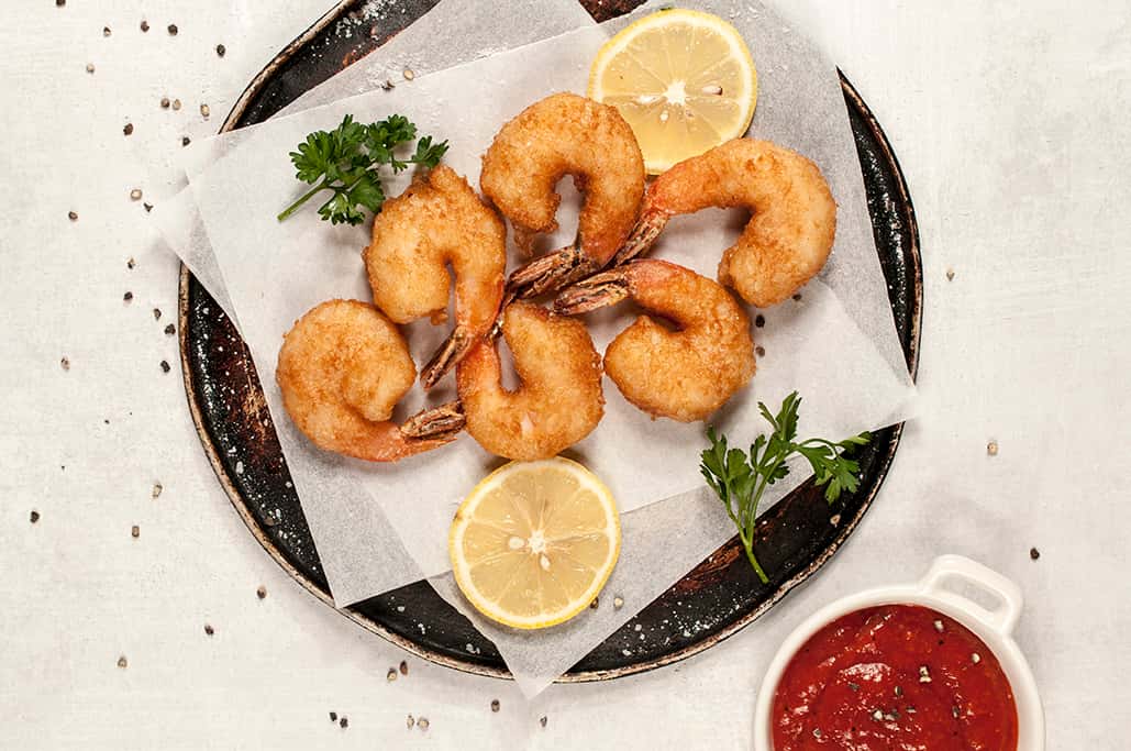 Beer Battered Shrimp recipe served on a plate, by The Moot House Beer Battered Shrimp recipe served on a plate, by The Moot House