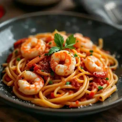 Gamberi Penne all’ Arrabbiata