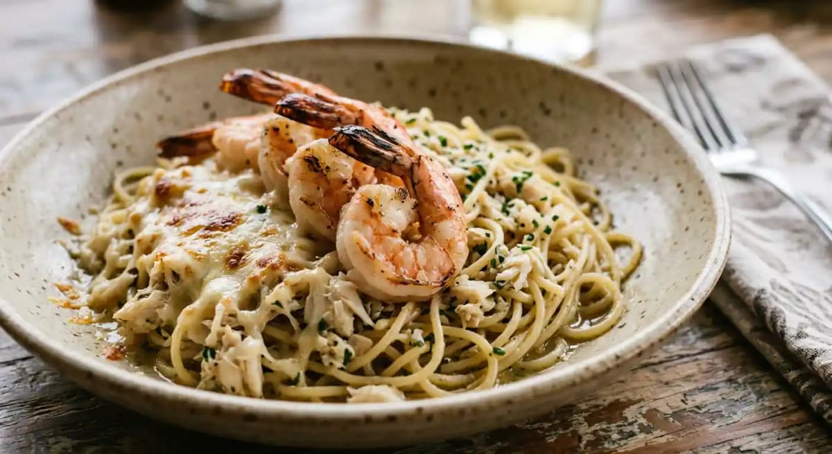 SHRIMP & LUMP CRABMEAT MELBA