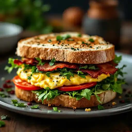 Bacon Egg and Arugula Sandwich