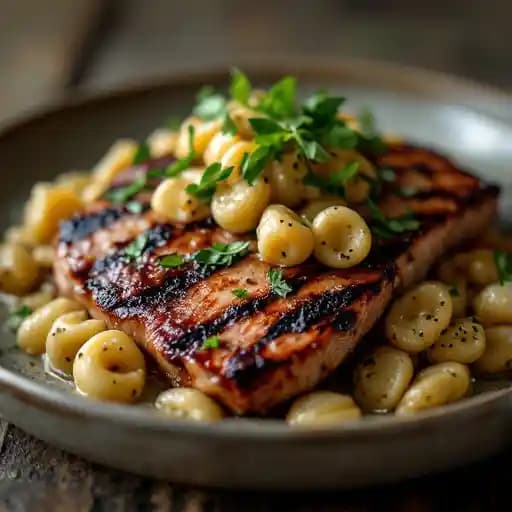 Blackened Pork Flat Iron Gnocchi Sardi