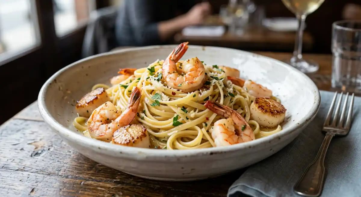Linguine con Gamberi, Capesante