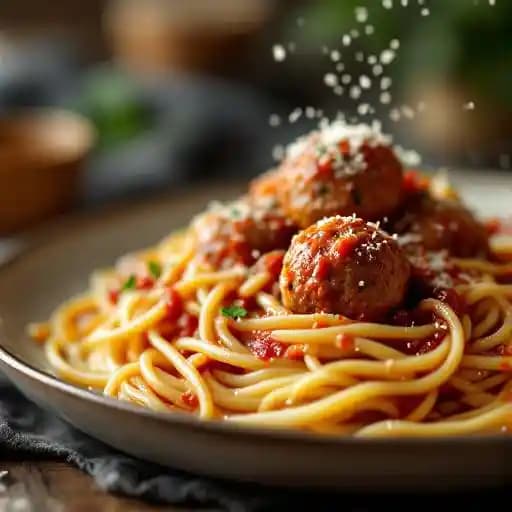Spaghetti con Polpette o Salsiccia