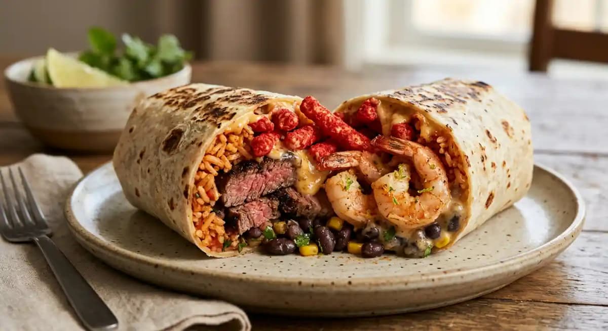 Surf and Turf Flaming Hot Cheetos Burrito