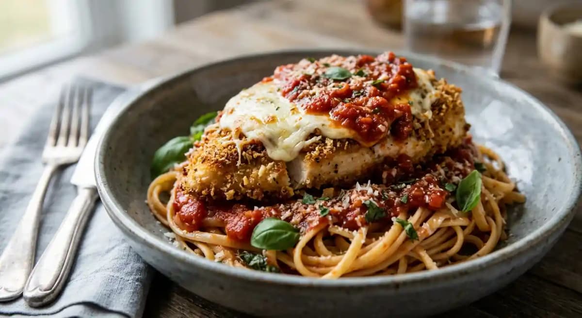 Parmesan Crusted Chicken Pasta