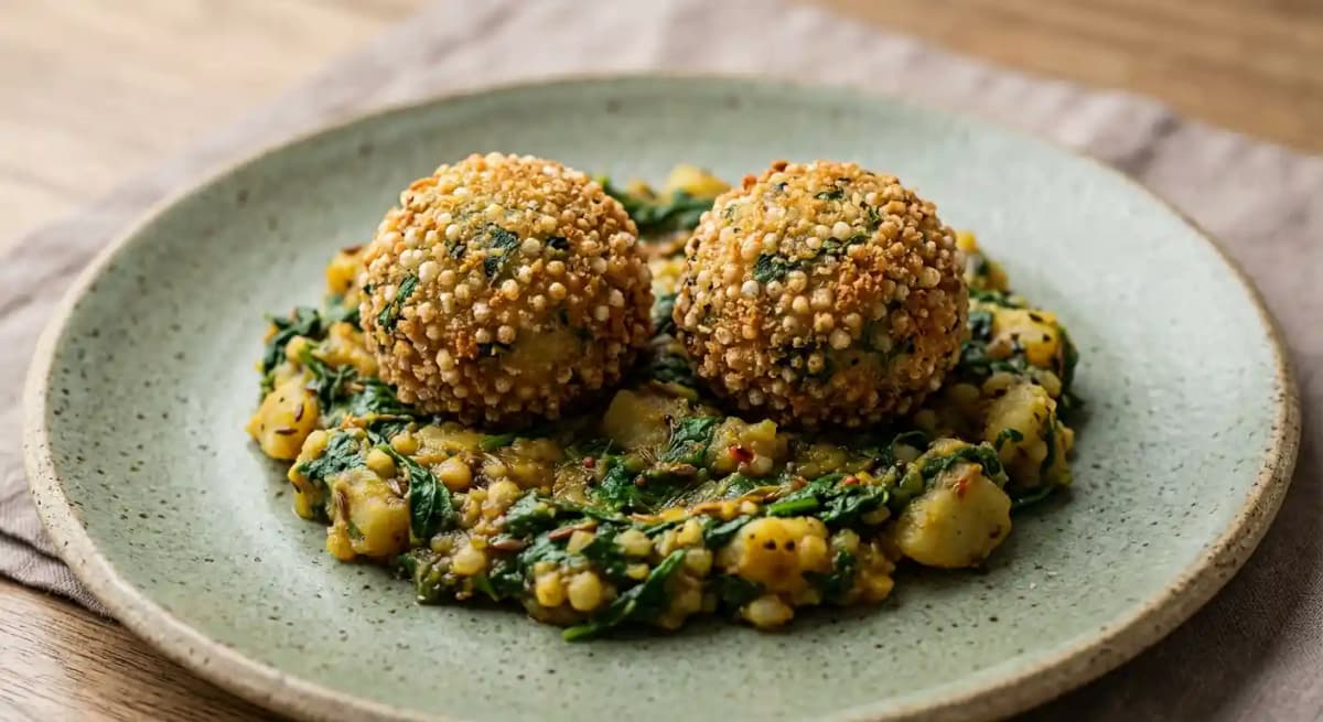 Crispy Sago & Spinach Croquettes