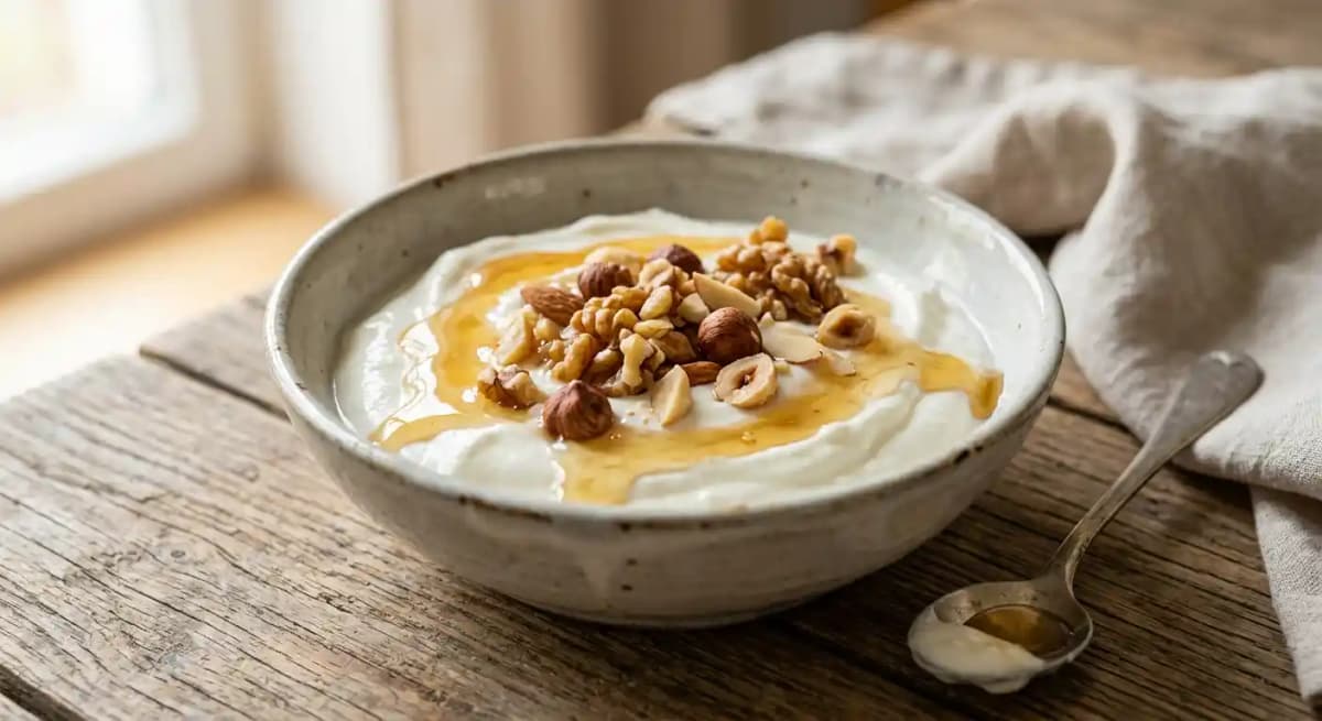 Bulgarian yogurt with honey and nuts