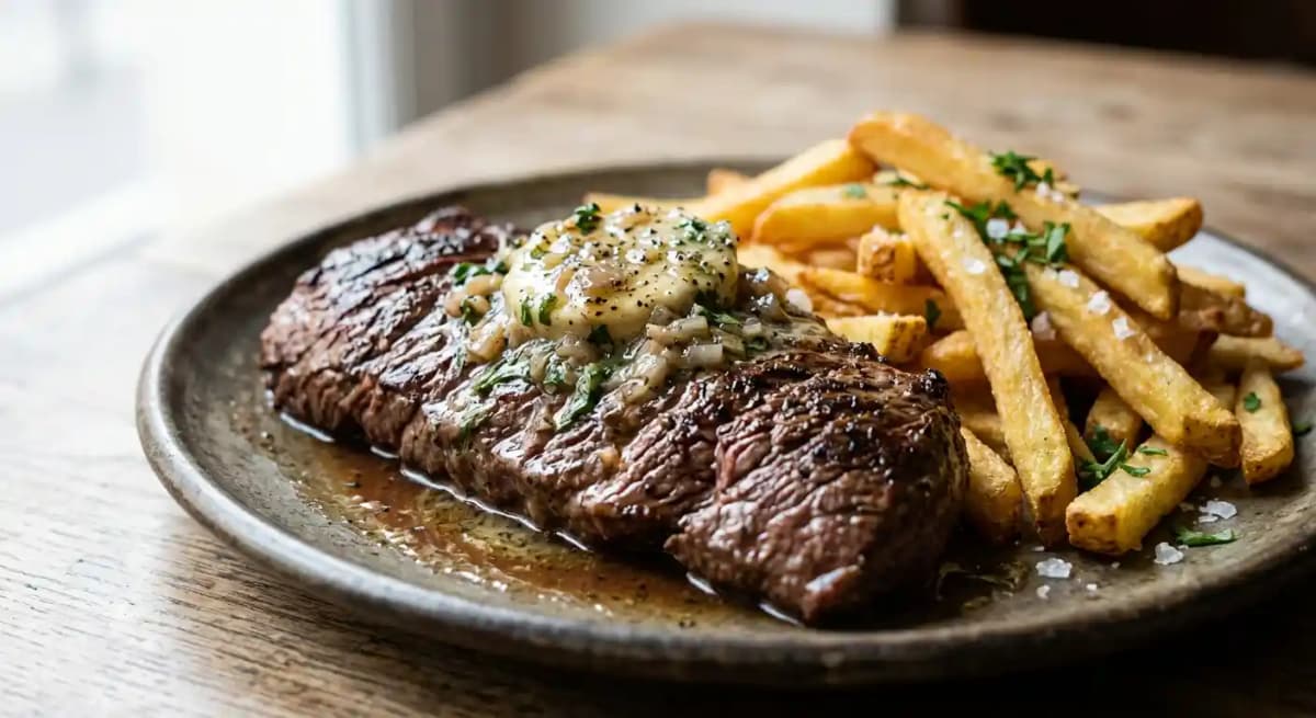 Onglet beurre échalote - frites