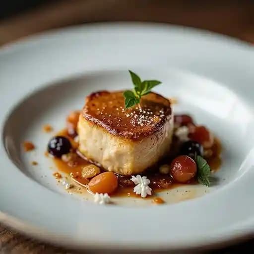 Foie gras torchon, pain perdu confiture raisin Sultana au Porto