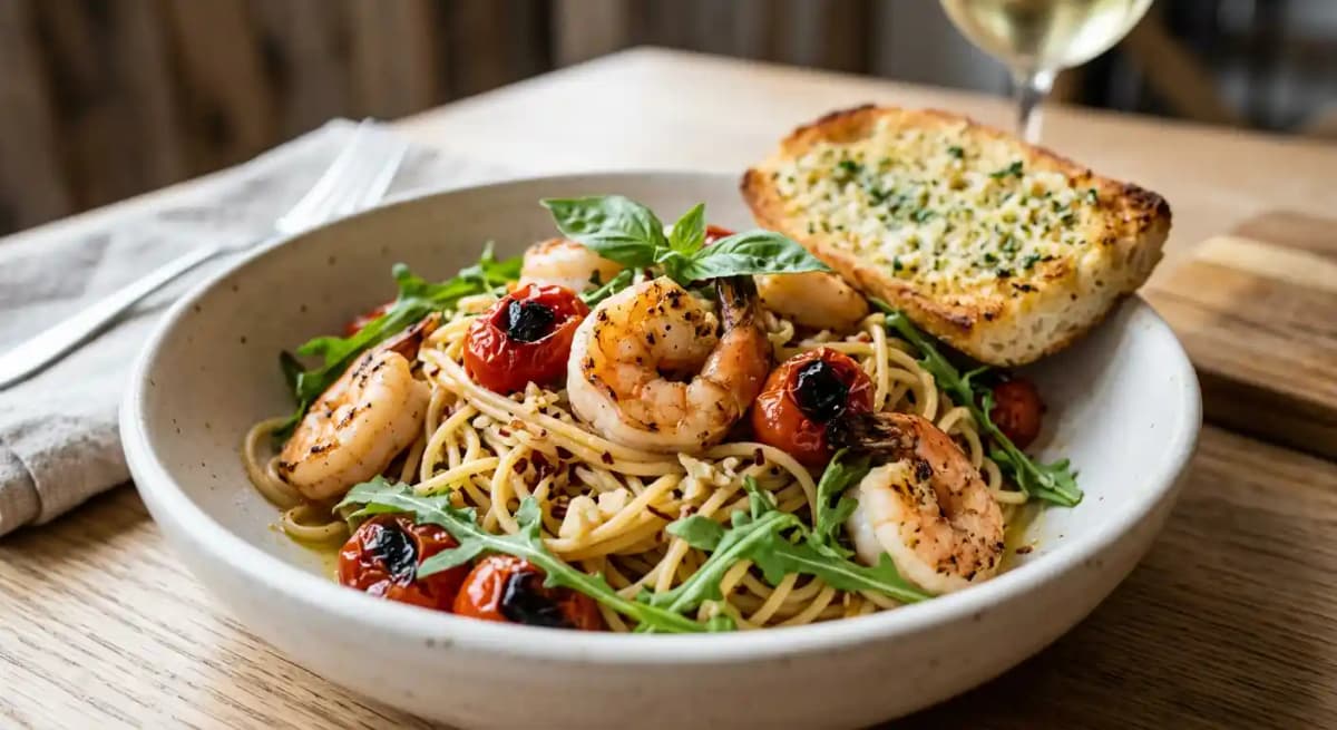 Charred Tomato & Garlic Prawn Pasta