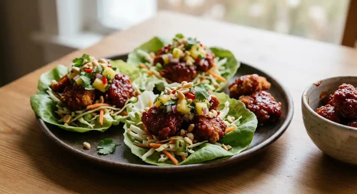 Korean Fried Chicken Lettuce Wraps
