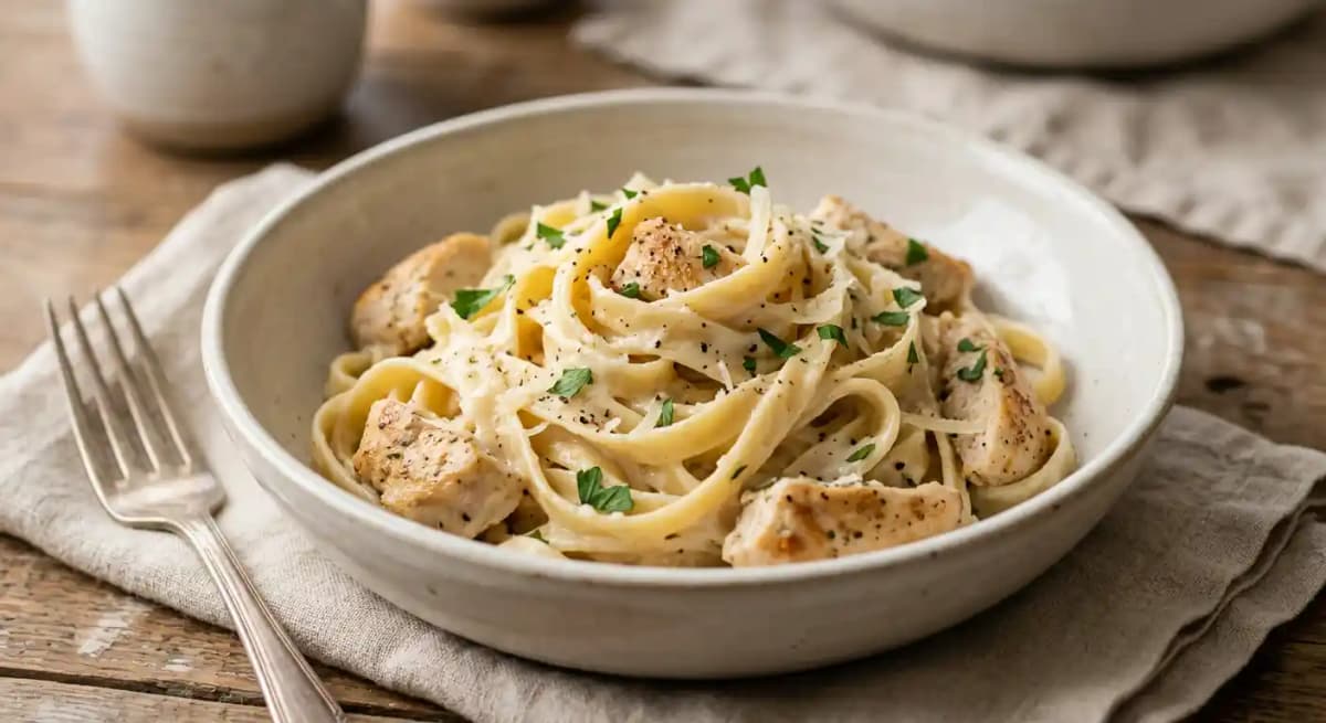 Fettuccine Alfredo Con Pollo