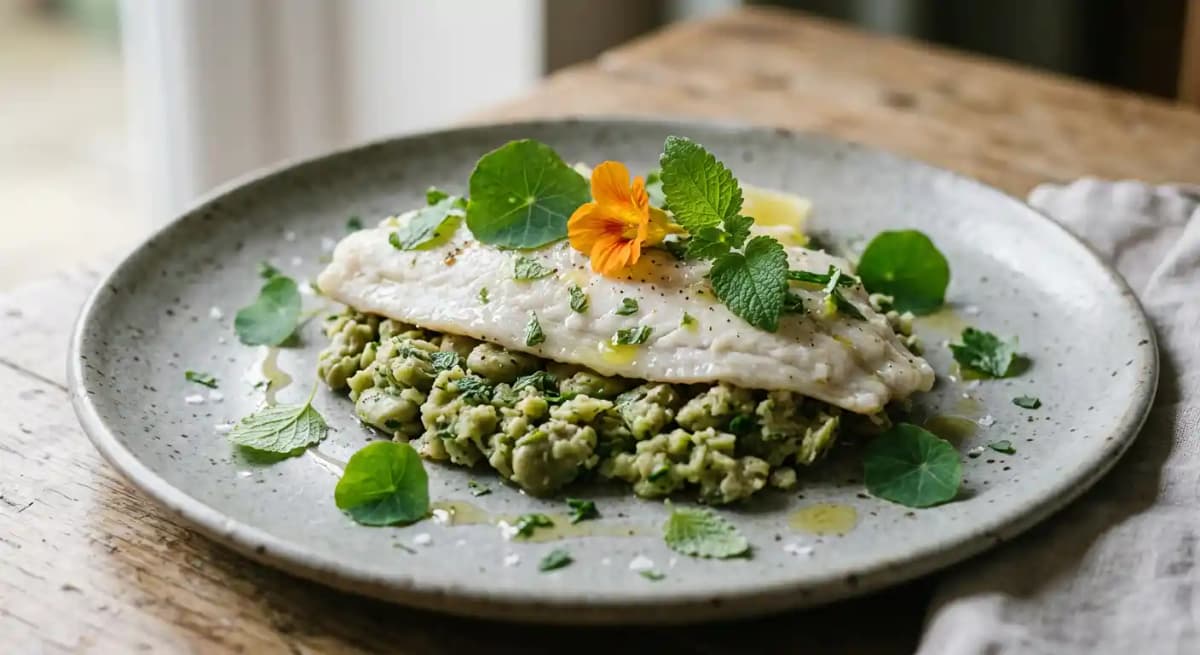 Steamed Cornish plaice