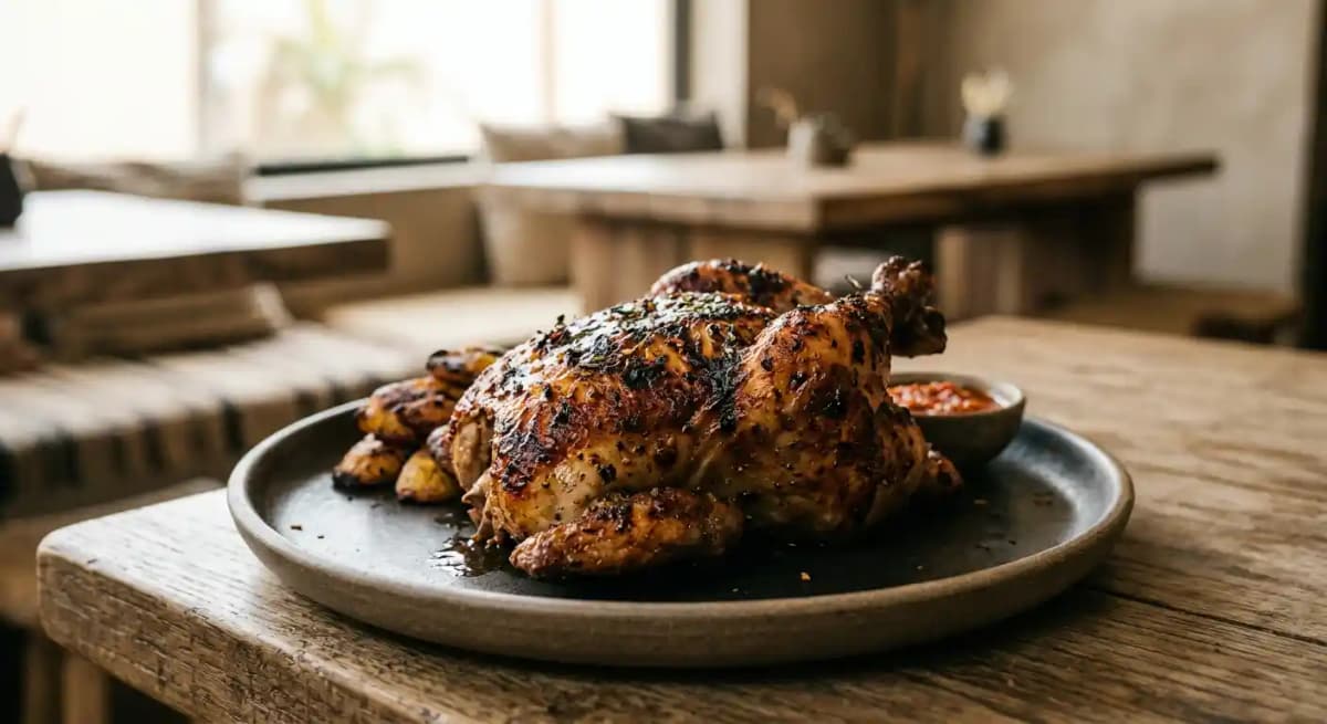 Lagos Chicken (BBQ Poussin), Crispy Skin