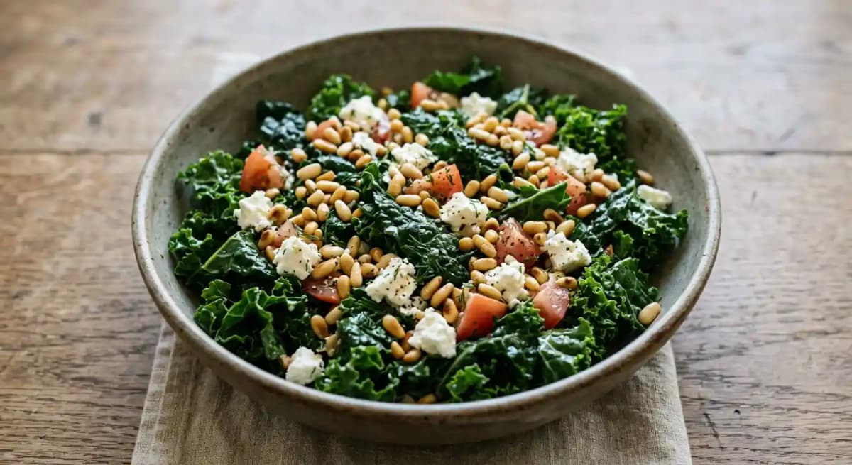 Kale Salad with Pine Nuts & Feta