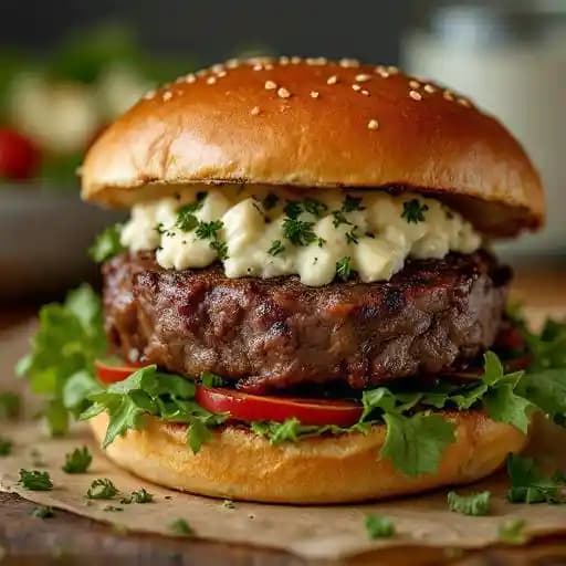 NM Lamb Burger w/ Green Chile & Sheep Cheese