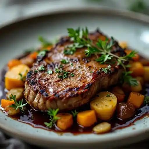 Carre d’Agneau aux Herbes et aux Legumes Roti