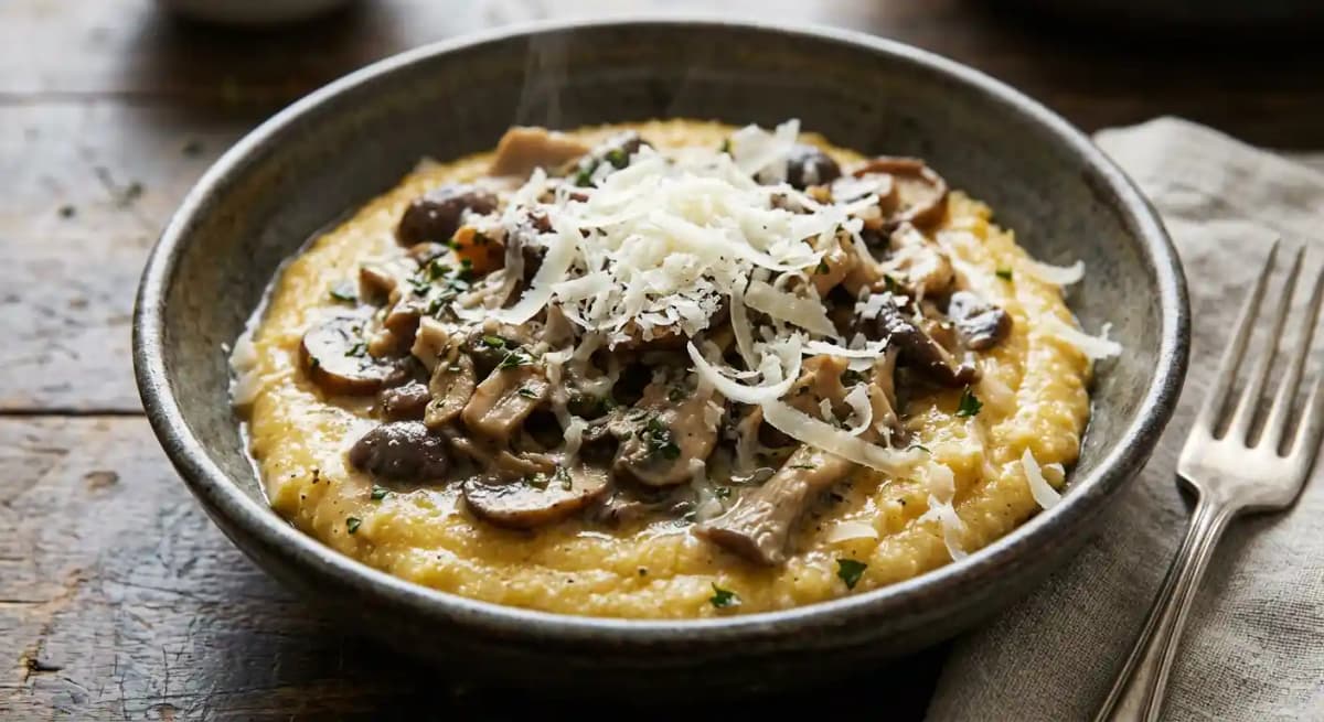 Heirloom polenta, mushrooms, pecorino romano